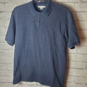 Geoffrey Beene Classic 3 Button Short Sleeve Polo Shirt, L, Navy Blue